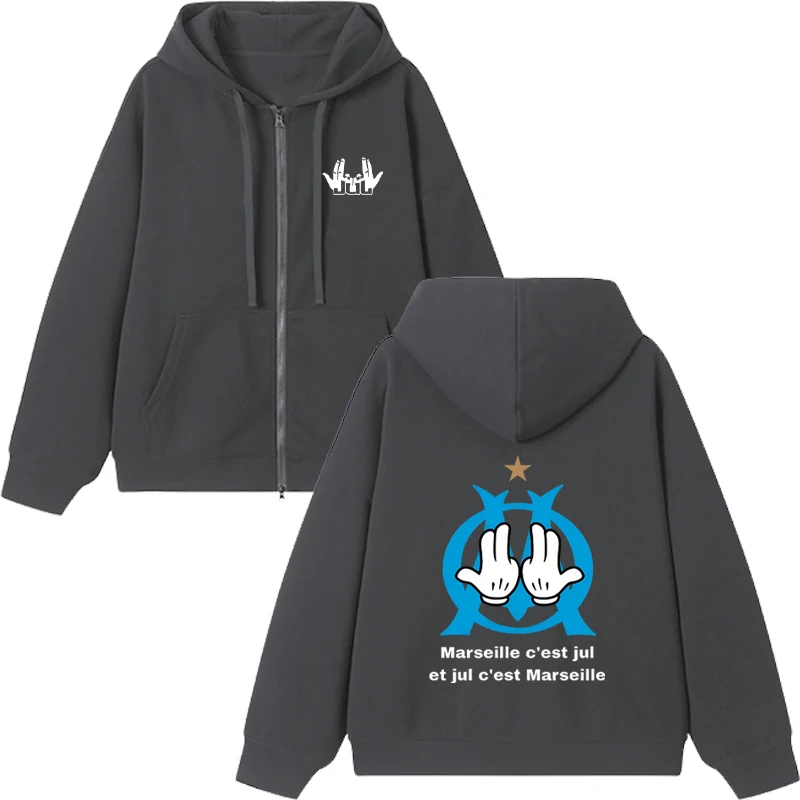 French Rapper Jul Tour 2025 Double Sided Printed Zipper Hoodie Men Women Harajuku Hip Hop Sweatshirt Jacket Casual Pullovers