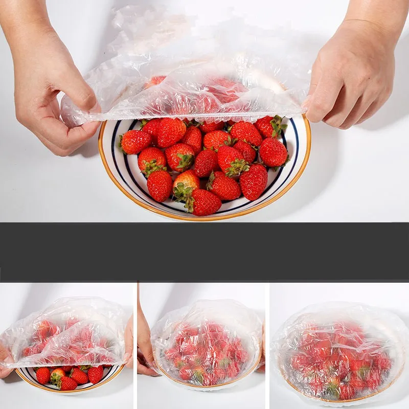 Disposable Food Cover Food Fresh Keeping Bag Plastic Bag Elastic Food Bowl Protective Covers Kitchen Fruit Vegetable Storage Bag