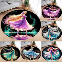 MINISO Disney Ballerina Princess Print Round Rugs Non-slip Carpet for Home Living Room Rug Sofa Chair Washable Bedroom Floor Mat