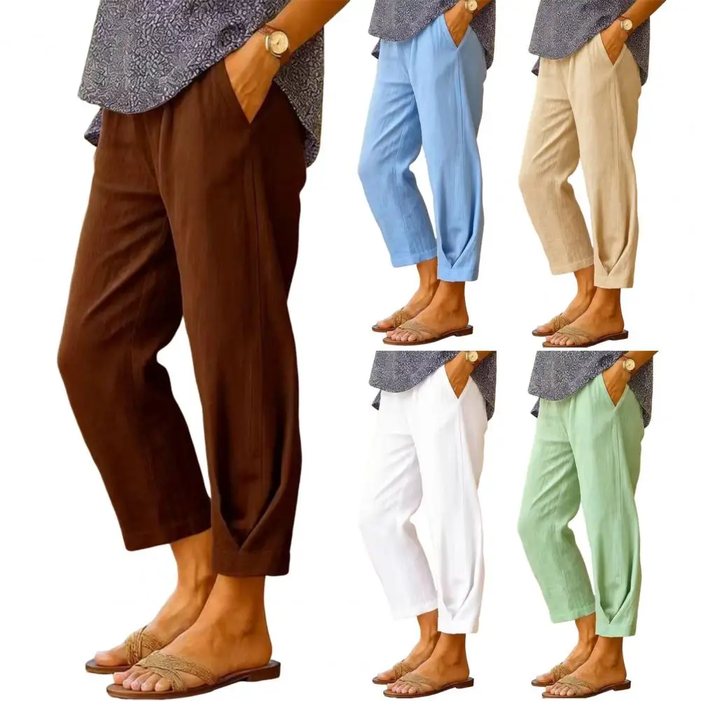 

Casual Women's Trousers Fashion Solid Pants For Women Spring Summer Fashion Black White Side Pocket Pants Loose Fit