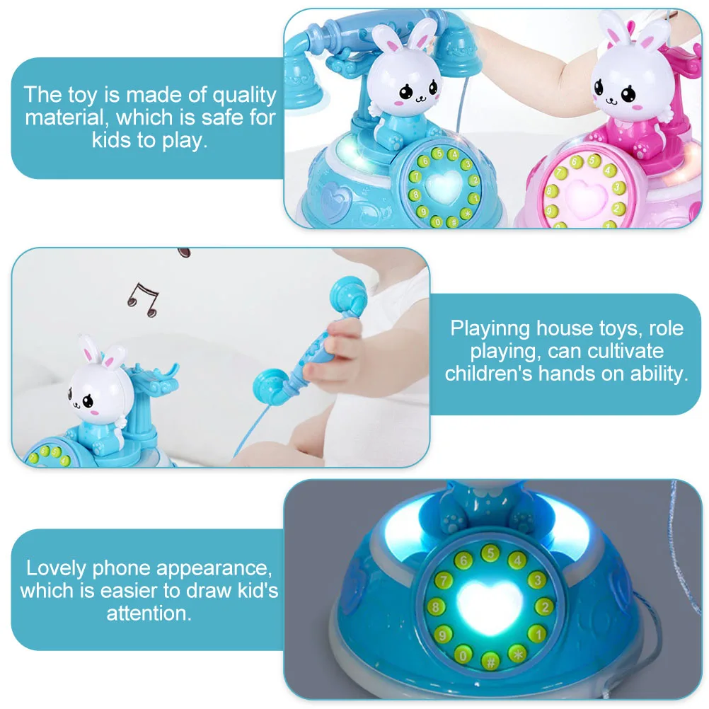 Simulazione Telefono Giocattolo Bambini Casetta da gioco cablata Gioco di ruolo Telefono dei cartoni animati Macchina per la storia dell'educazione precoce vintage Bambino sicuro