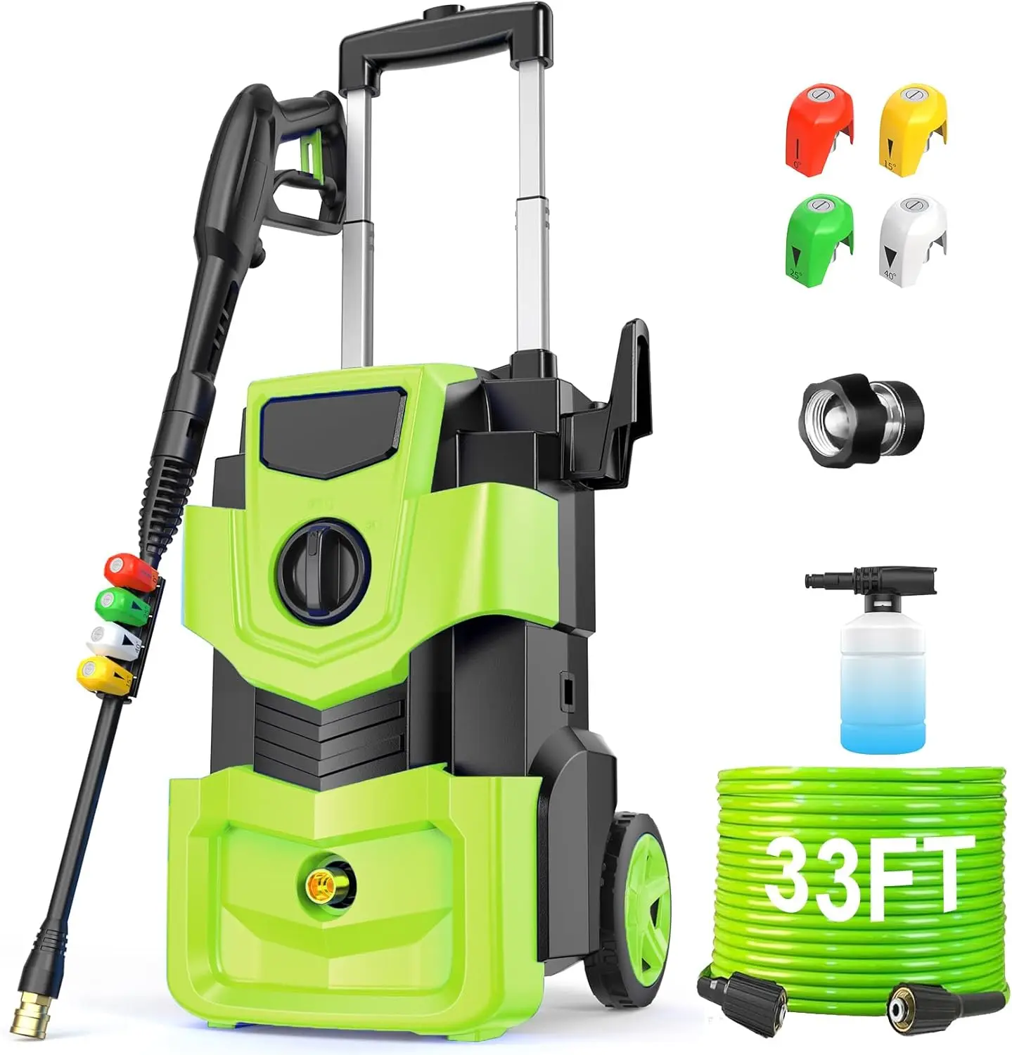 

Adjustable Electric Pressure Washer 5000PSI with 33FT Flexible Extension Hose + 34FT Power Cord, 4 Nozzles, Foam Cannon, Best