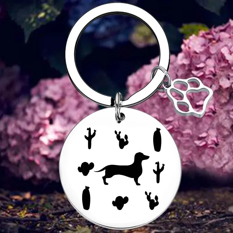 Desert plants cactus Dachshund Dog cactus Keychain Dachshund Lovers Key Rings Weiner Dog Gifts