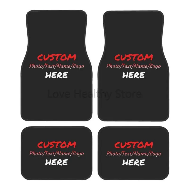 Custom Car Floor Mat Personalized Fit Car Mats with Your Customized Image Name Text 4 Pieces Set Front & Rear Non Slip Foot Mats