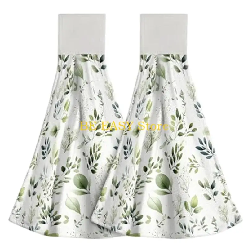 E28F 2Pcs Multipurpose Hanging Towels Soft Fabric Quick Drying Absorbent Hand Towel For Bathroom Kitchen Or Outdoor Activity