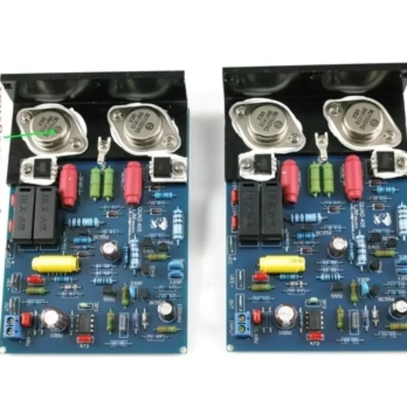 QUAD405 Clone Dual Channel Power Amplifier, Angled Aluminum, With MJ15024 Transistor