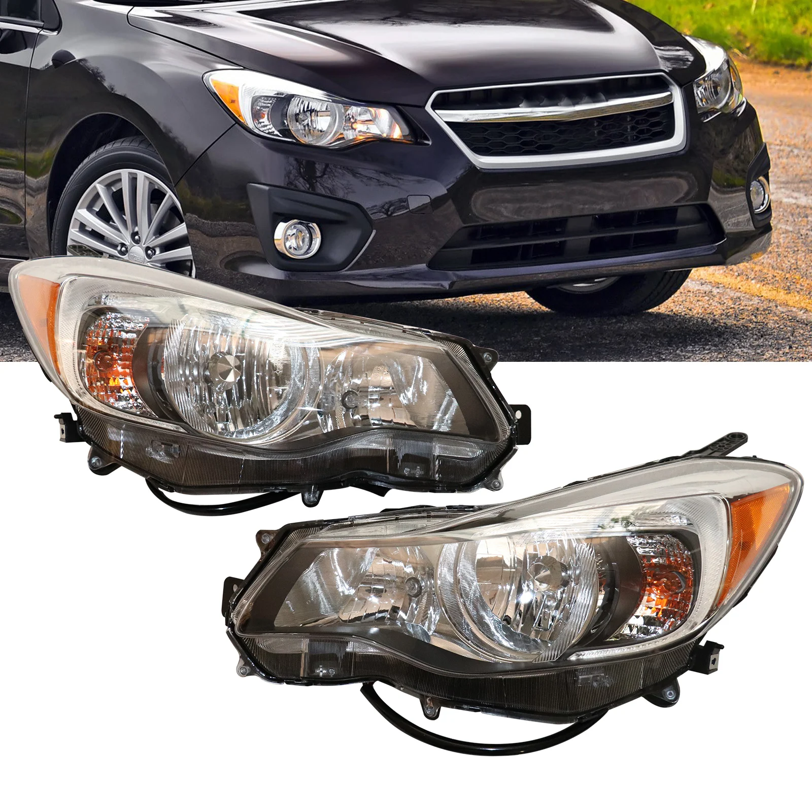 

Halogen Headlight Set Assembly For 2012 2013 2014 XV Crosstrek 2012 Subaru Impreza Left or Right With Bulb