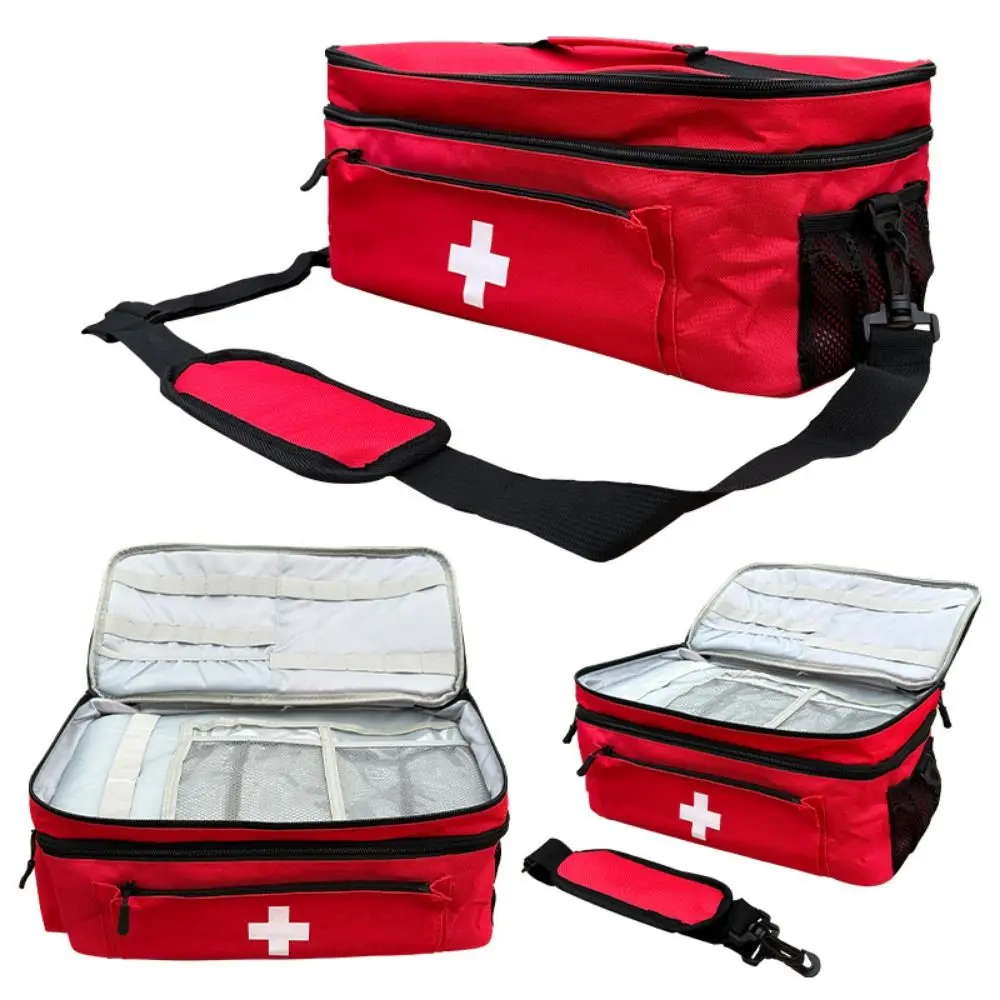 

Multi-functional Portable Medicine Bag with Adjustable Straps Double Zipper Travel Medication Case Easy Access Handle