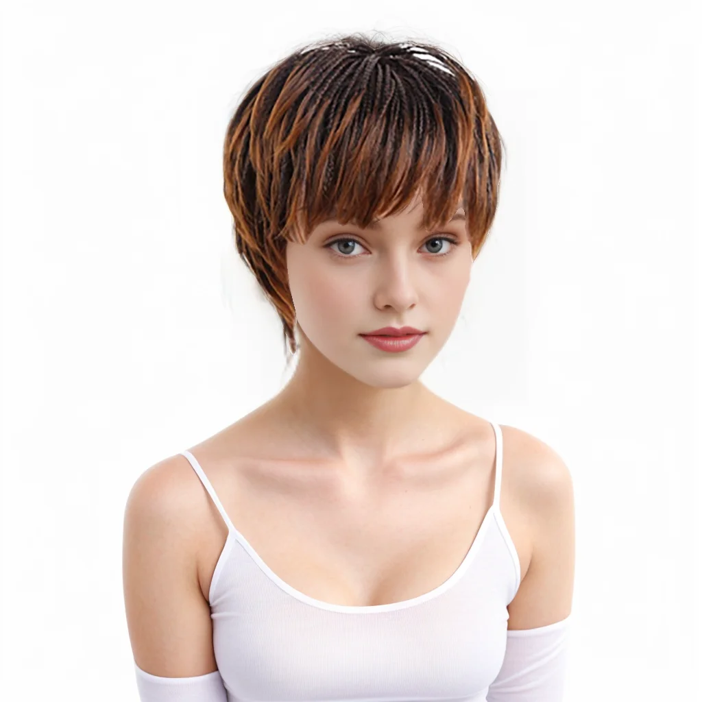 

10inch Gradient Color Braided Hairpiece, Synthetic Wig, Fully Machine-Made, Easy to Wear, Suitable for Daily Use
