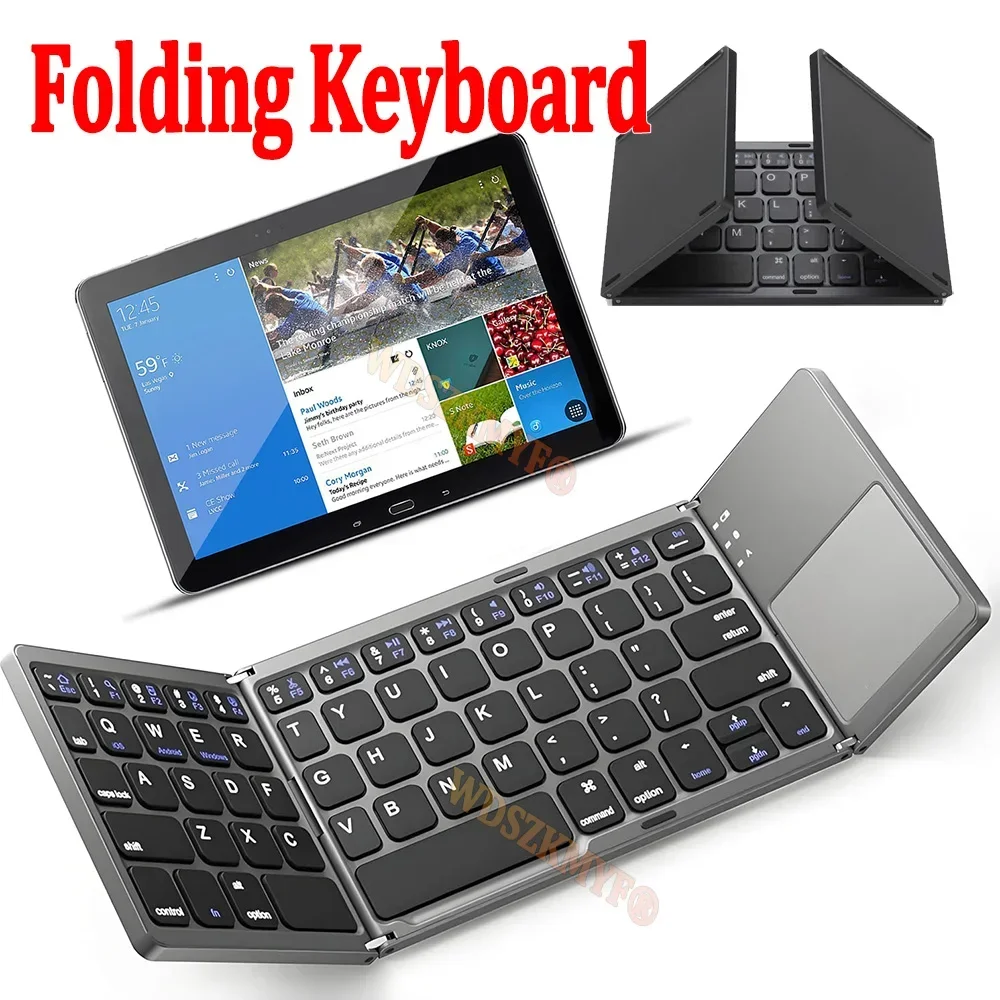 

Universal Bluetooth Folding Keyboard With Touchpad For IOS Android Windows Office Mini Wireless Keyboard Storage Three Systems