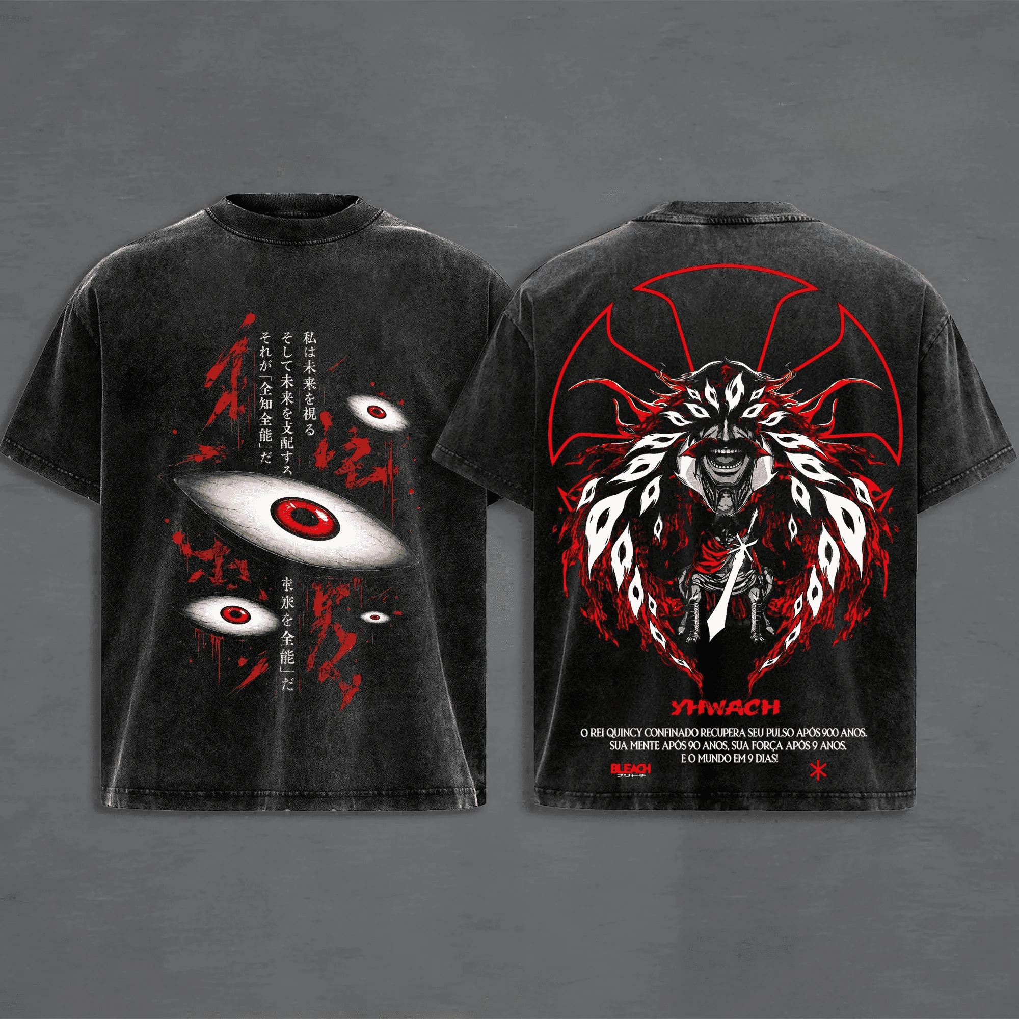 Yhwach Bleach Anime Harajuku T-shirt Vintage Washed Oversized T Shirt Short Sleeve Harajuku Cotton Tees Tops Men Women Clothing
