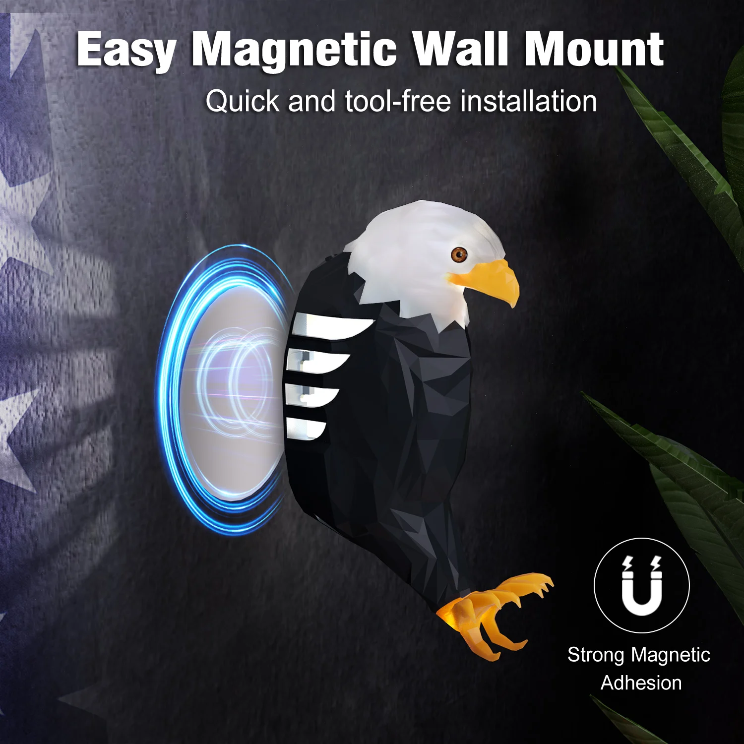 Bald Eagle Wall Light, Eagle Night Lights, USB Rechargeable, with Remote Control Magnetic Wall Mounted Lamp for Bedroom, Hallway