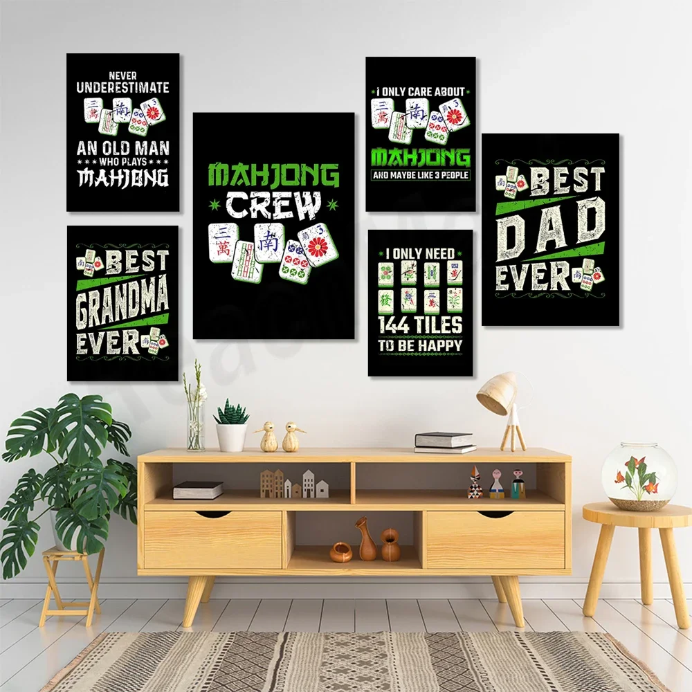 Mahjong Player Canvas Painting Home Decor Mahjong Picture Club Casino Bar Restaurant Decor Poster