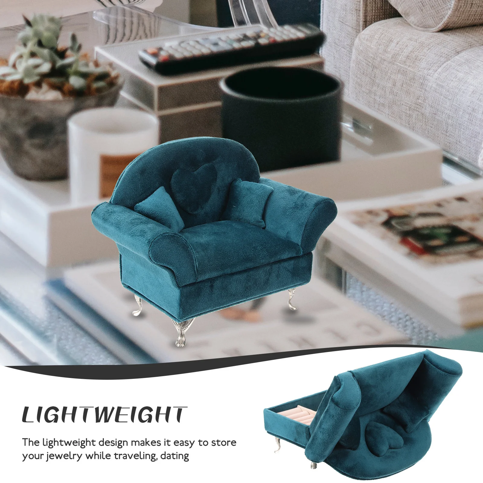 صندوق منظم أريكة على شكل أريكة على شكل حلي صغيرة لتخزين حلية القلادة والقرط وحلقة السفر المحمولة #3