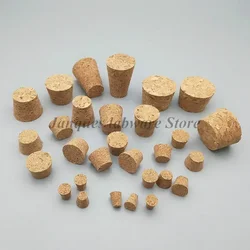 Garrafa De Vidro Rolha De Cortiça, Chaleira Cap, Pudim Garrafa Cortiça Cap, Plugue De Madeira, Laboratório, Diâmetro 7.5mm a 30mm, 100Pcs