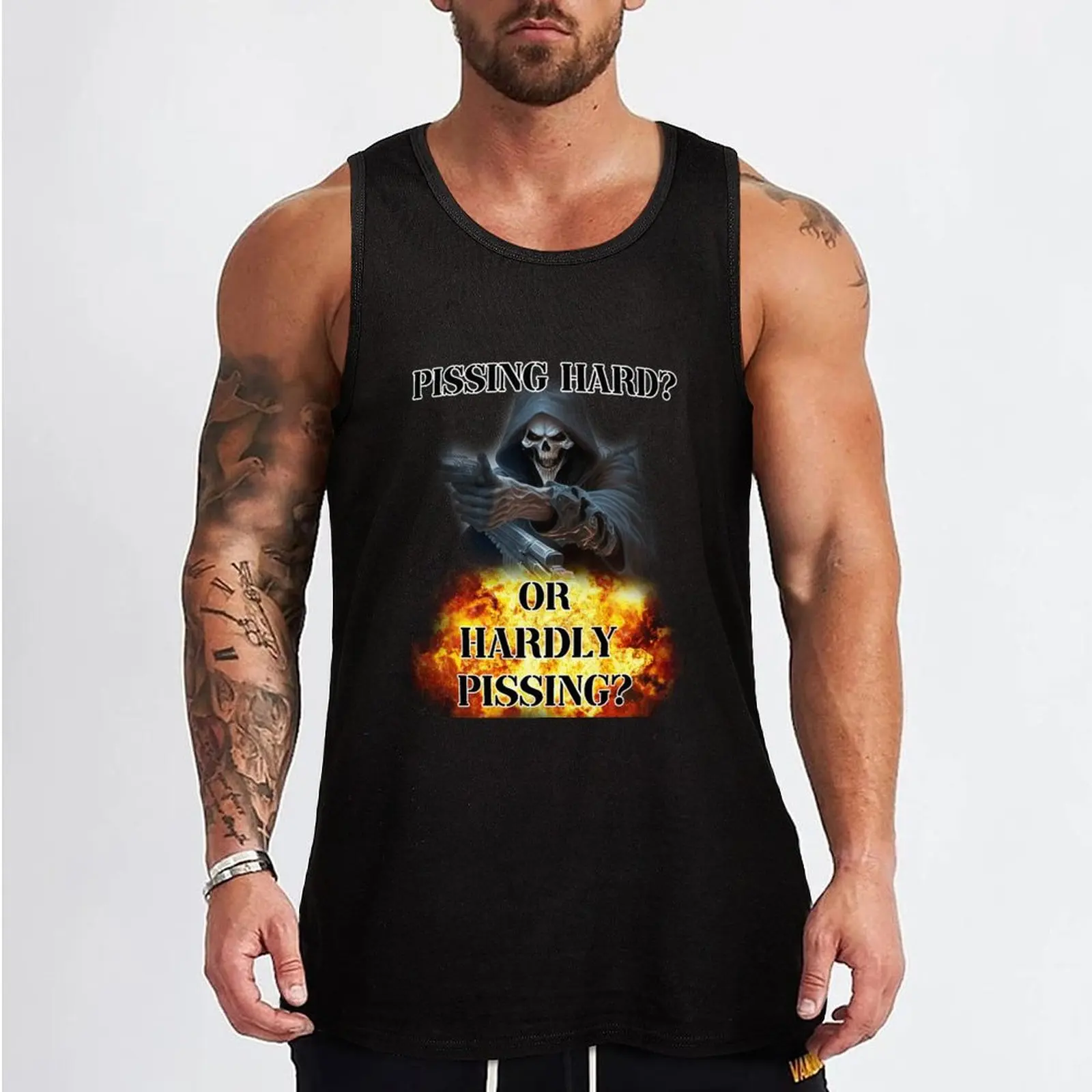 pissing hard or hardly pissing Tank Top gym clothes for man men clothings basketball clothing