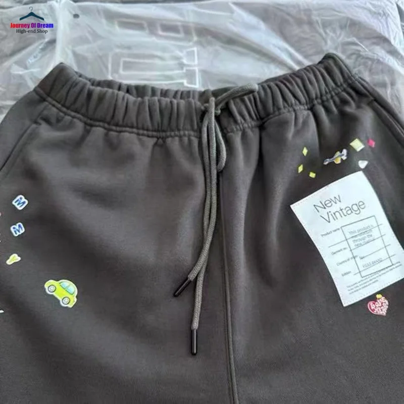 INS Heavyweight Summer Cartoon Personality Print Loose Shorts Summer Cotton Hip Hop Men's and Women's Casual Breeches