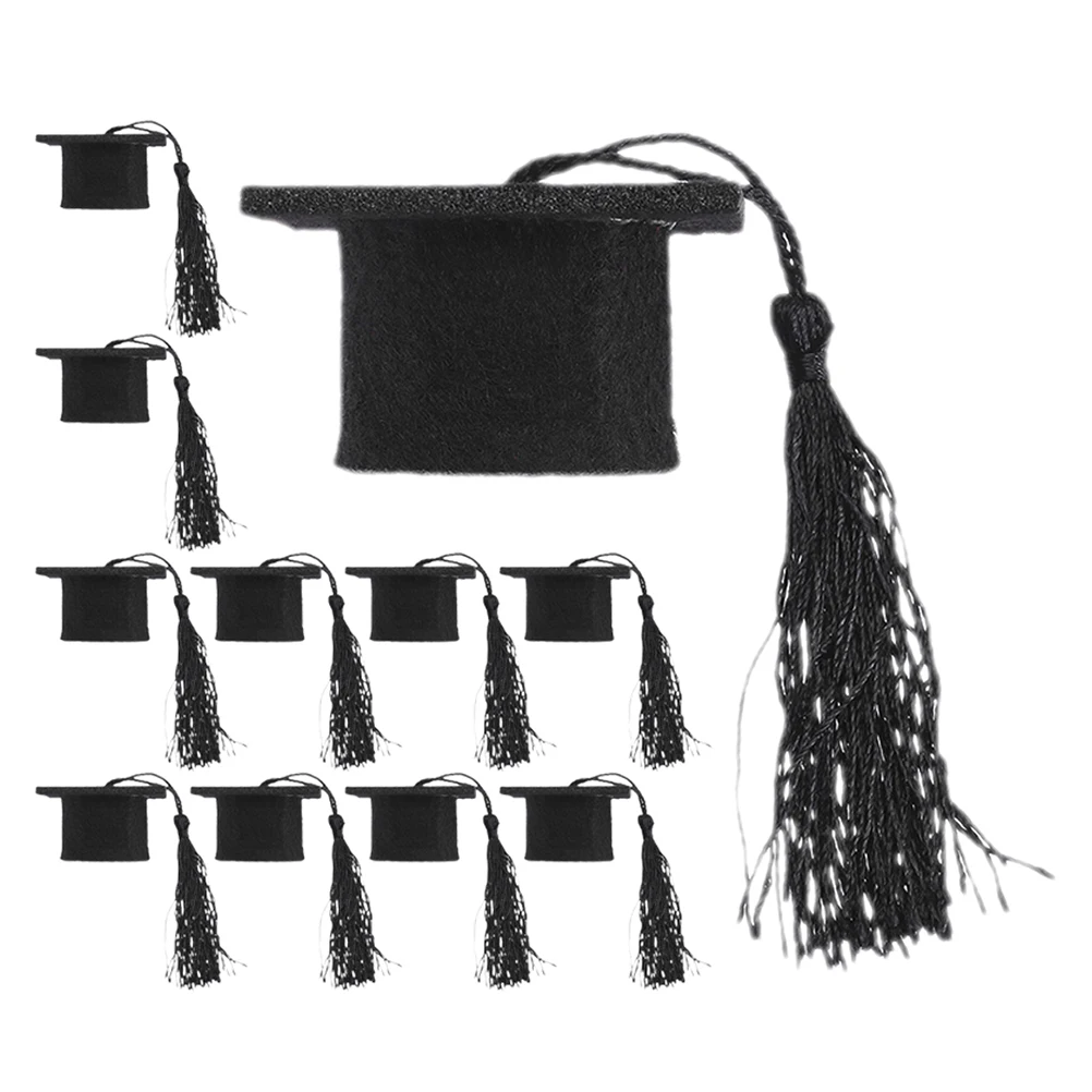 

12 Pcs Doctor Hat Decoration Has Graduate Flask Bottle Topper Graduation Party Cap Non-woven Fabric Child Decorations