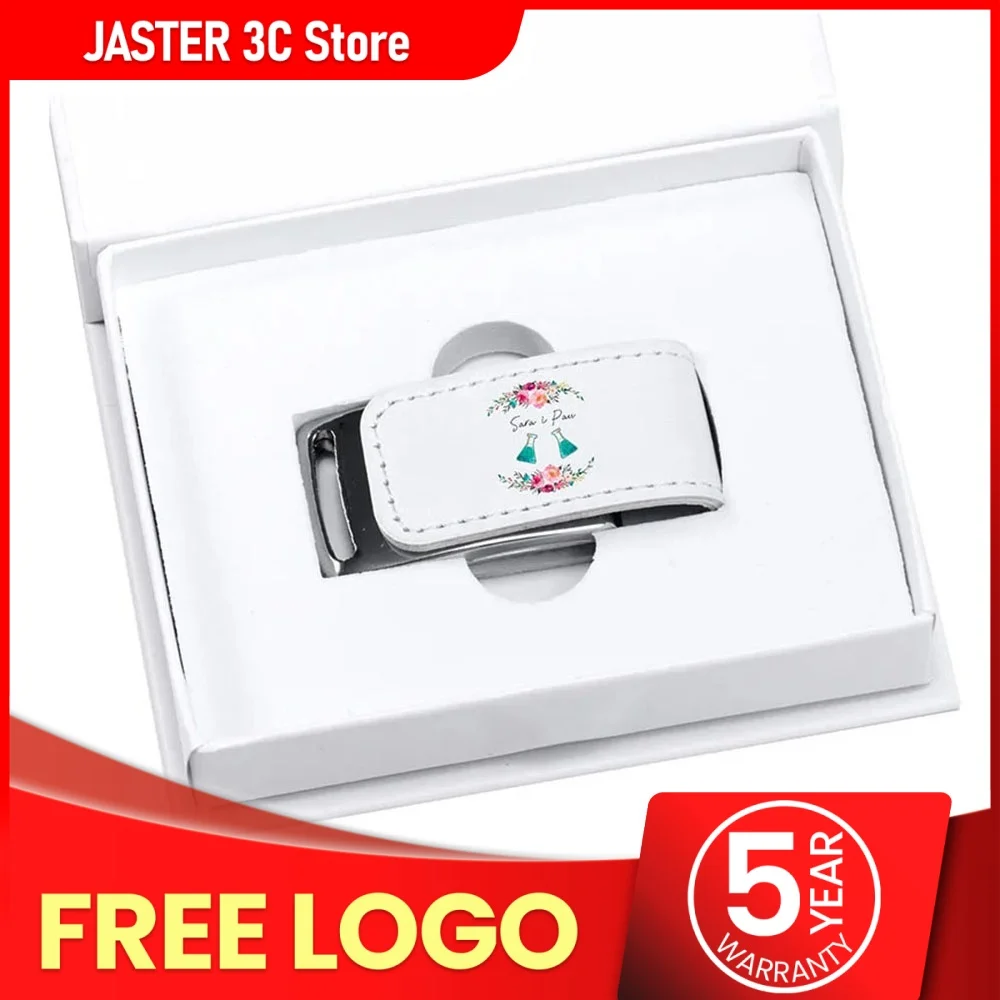 

JASTER USB Flash Drive 2.0 Flash USB stick 128GB 64GB 32GB 4GB 8GB 16GB Pendrive Leather colour printing Free Logo Wedding Gifts