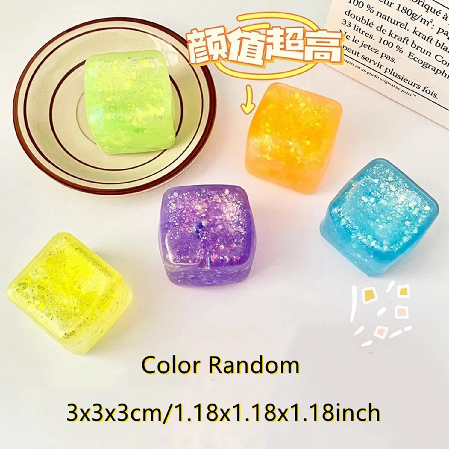 

Cute Glitter Liquid Malt Sugar Stress Ball Slow Rise Squishy Cube Toy Anti-Stress Hand Squeeze Fidget Accessory Anxiety Relief Gift For Adults Children