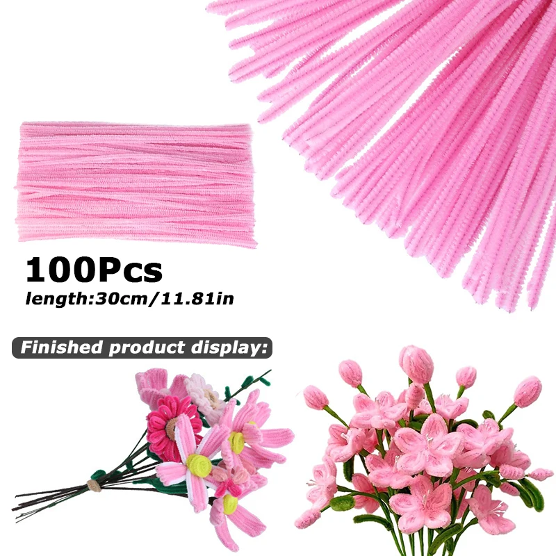 100 Stücke 30 cm Farben Chenille Stem Twisted Rod Eisendraht DIY Handwerk Wolle Wurzel Flauschigen Bar Verdrehen Dekor Rohr reiniger Plüsch