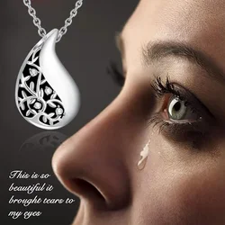 Cremation Jewelry Urn Necklace for Ashes Silver Teardrop Pendant Keepsake Necklaces Memorial Cremation Jewelry Gift for Woman