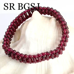 3mm  Red Natural Garnet Gems Adjustable Stretchy Women Jewelry Fashion Bracelet  7