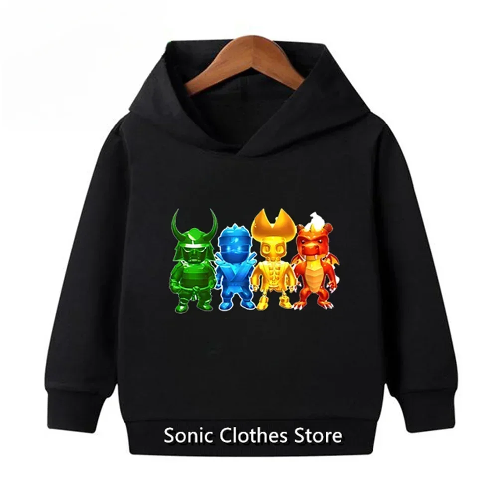 2023 Autumn New Game Stumble Guys Hoodie Kids Knitted Sweatshirts Baby Girls Cartoon Pullover Clothes Boys Hoody Outerwear