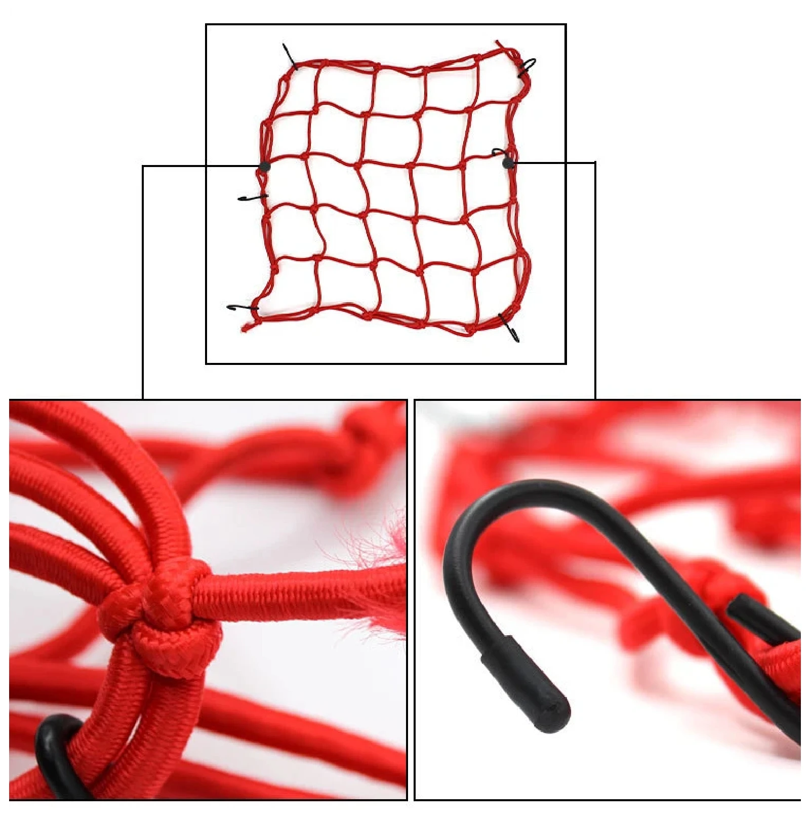 1x Motorcycle Luggage Net Helmet Mesh Fuel Tank Luggage Mesh Nets With Hooks Motorbike Compaction Storage Motorcycle Accessories