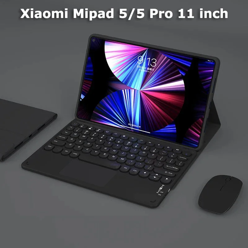 Touchpad Keyboard Case for Xiaomi Mi Pad 5 2021 Magnetic Tablet Keyboard with Mouse for Xiaomi Mipad 5 PU Leather Smart Cover