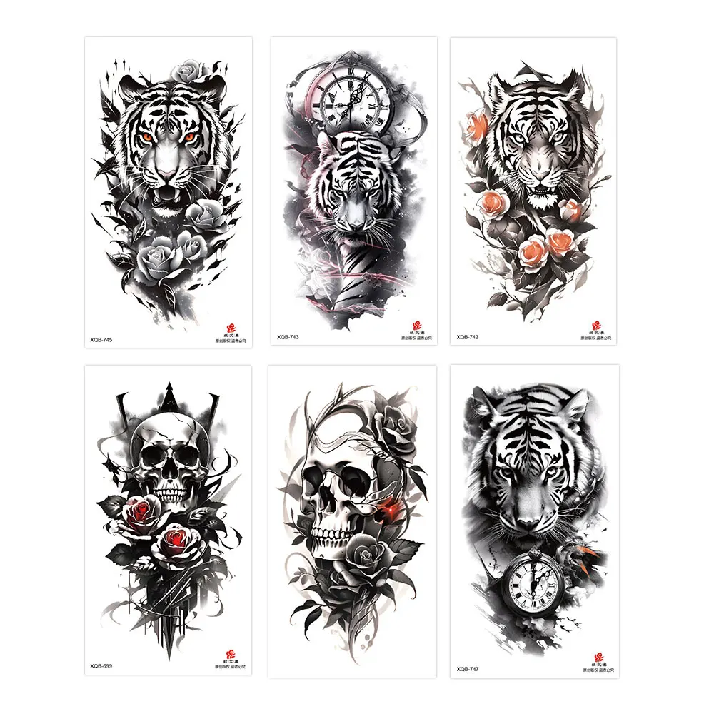 Waterproof Animal Temporary Tattoos for Men Wolf Tiger Skeleton Fake  Tattoo Stickers for Women Hand Arm Sleave Body Decoration