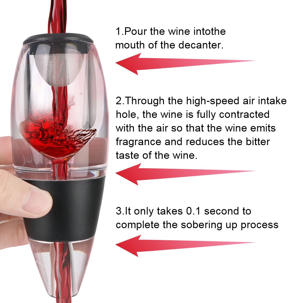 Red Wine Whisky Aerator Dispenser Professional Wine Decanter Pourer With Filter and Base Quick Sobering For Bar Party Kitchen