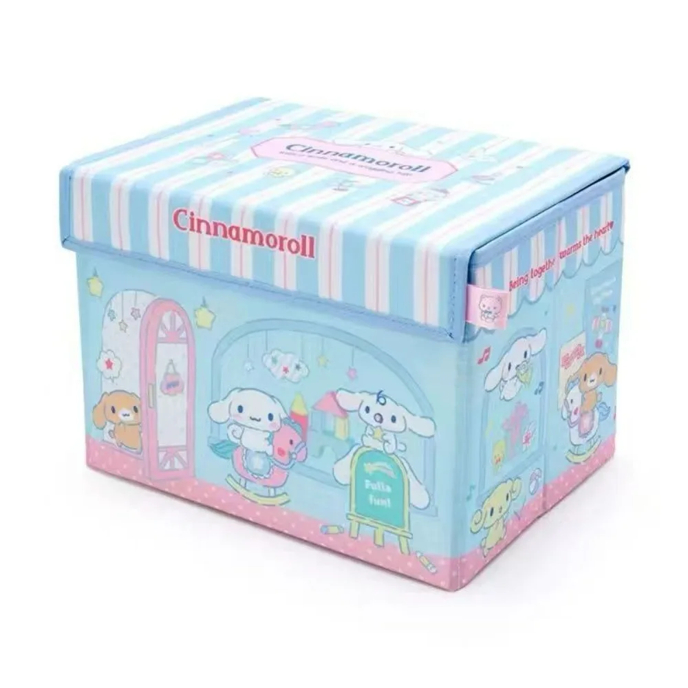 Sanrio Cartoon Foldable Storage Box with Lid Kawaii Snack Sundries Organizer Box Collapsible Desktop Storage Home Desk Organizer