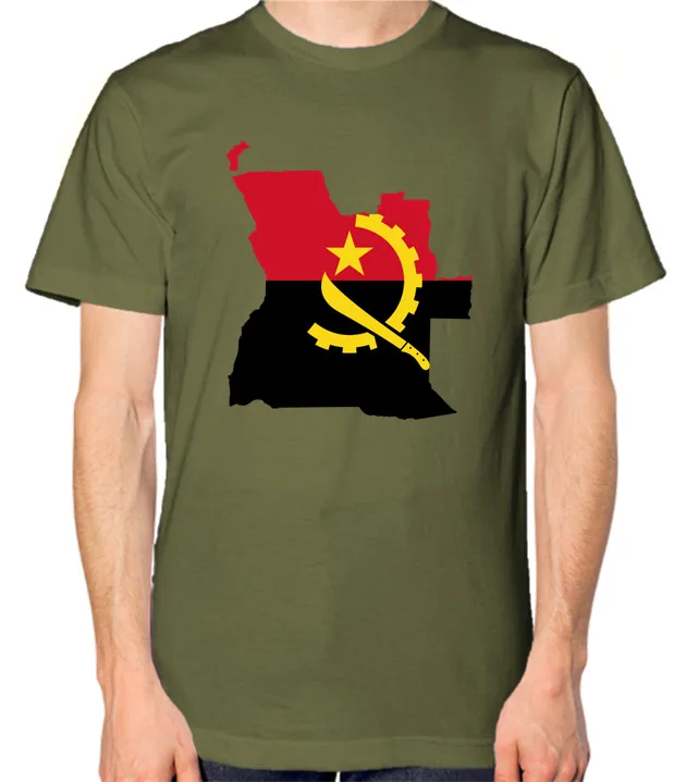 أنغولا العلم خريطة رجل تي شيرت امرأة رجل الصيف مضحك القطن الجرافيك تي شيرت موضة الشارع الشهير بلايز المحملة في الهواء الطلق قصيرة الأكمام #2