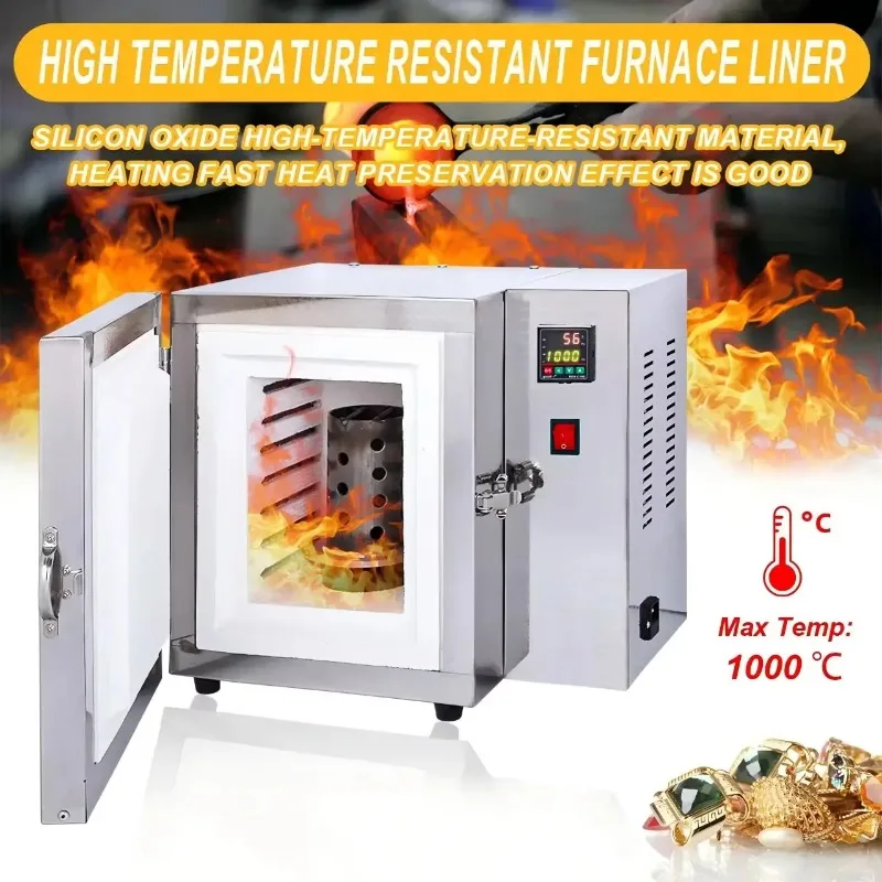 800°C Jewelry Casting Burnout Furnace Oven 1500W Jewelry Equipment High-Temperature Resistant Metal Melting Wax Melting Furnace