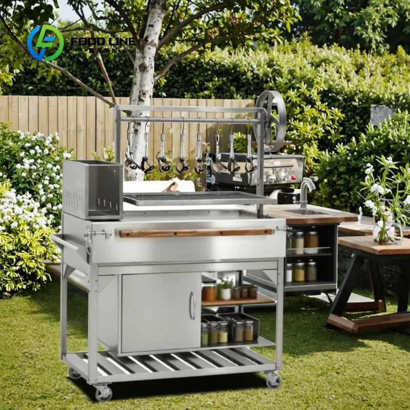 customized gaucho parrilla grill santa maria bbq grill solid metal framework adjustable grate for hotel outdoor catering project