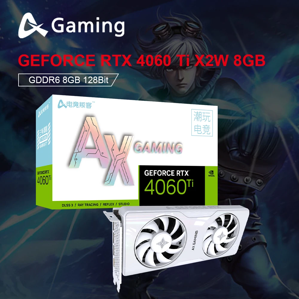 2023 AX Gaming RTX 4060 TI Новая графическая карта GDDR6 rtx4060ti 8G игровая видеокарта Nvidia GPU 8Pin 128 бит видеокарта