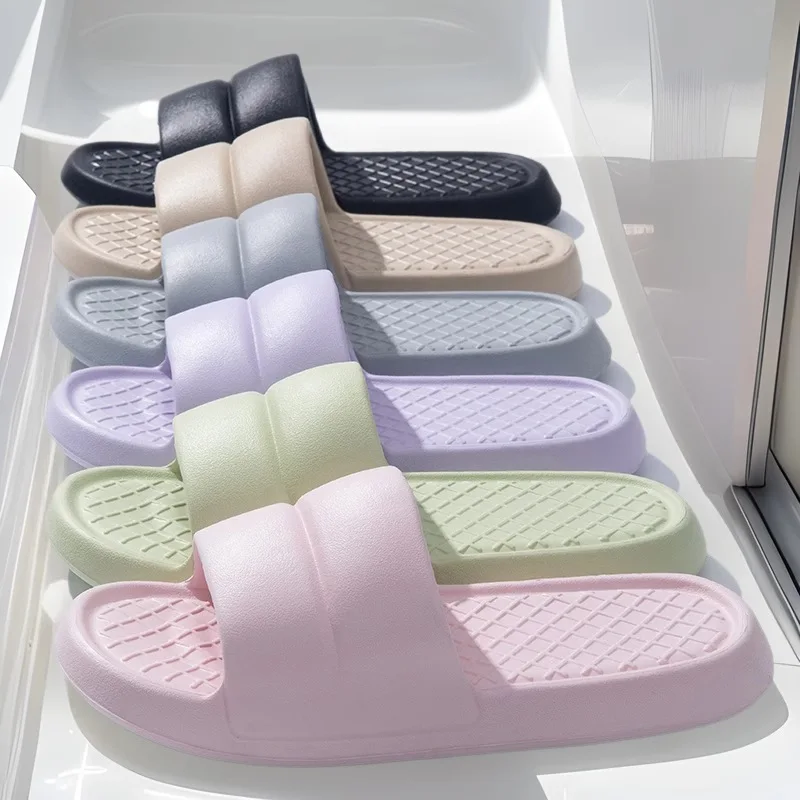 

Home cool slippers women's summer wear thick bottom soft couple home men's drag