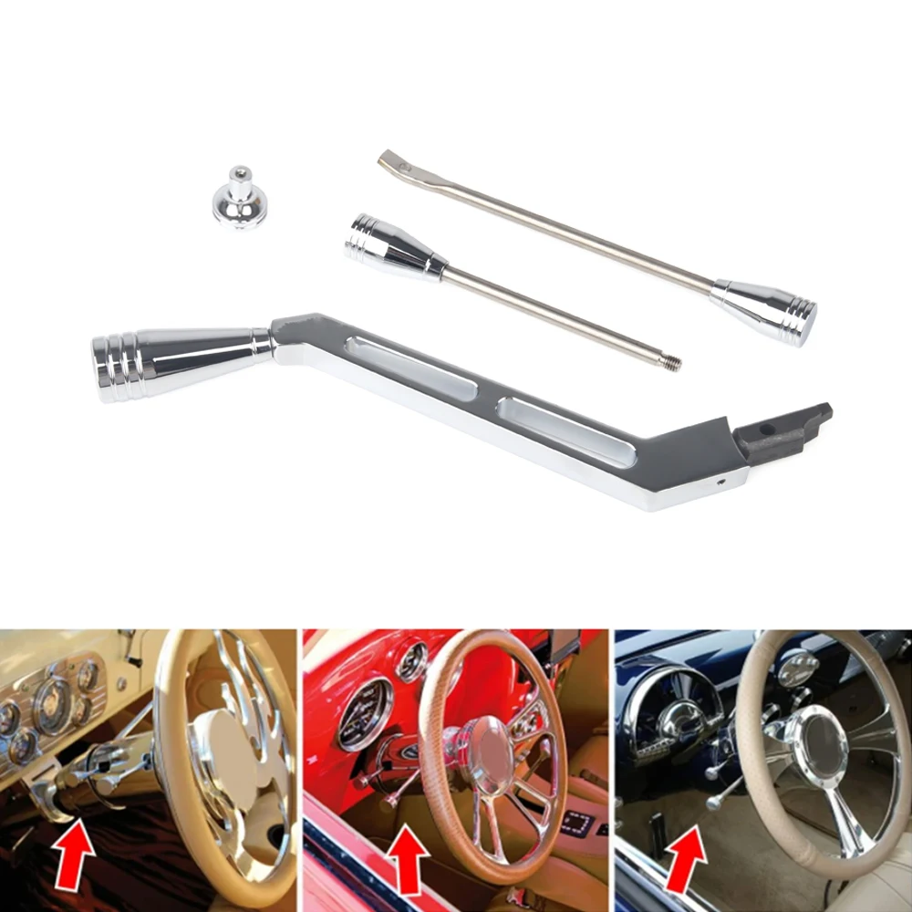 

Polished Billet Aluminum Column Shifter Lever Turn Signal Lever Hazard Boots & Tilt Kit For GM Chevrolet Buick Cadillac 67-94
