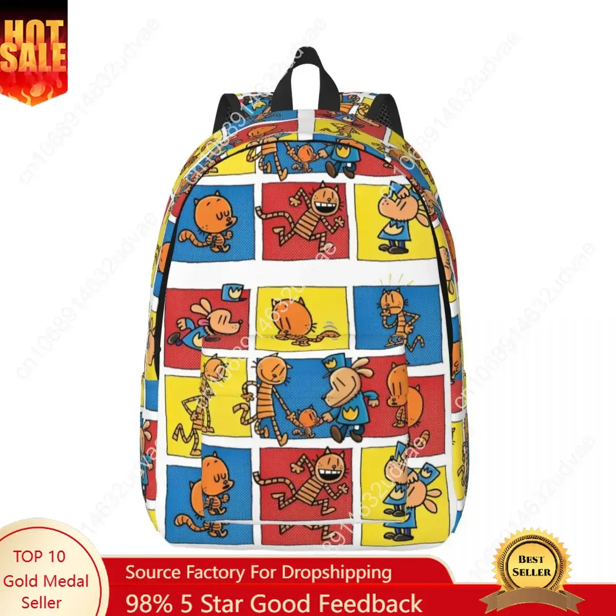 

Dogman And Cat Manga Comic Backpack for Men Women Fashion High School Travel Daypack Dog Man Cartoon College Canvas Bags Outdoor