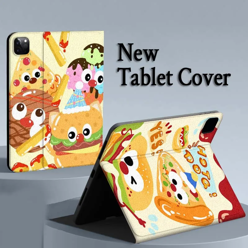 

Cartoon Burger Pizza Pattern For iPad Air Mini Pro 7 6 5 9.7 11 10.5 12.9 Automatic Sleep/Wake Tablet Case