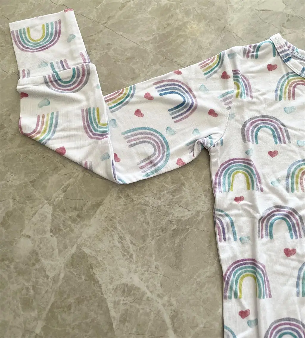 Custom Child Teenager / Teen Clothing Baby Sleeper 95% Bamboo  Viscose 5% Spandex  Two Piece Pajamas