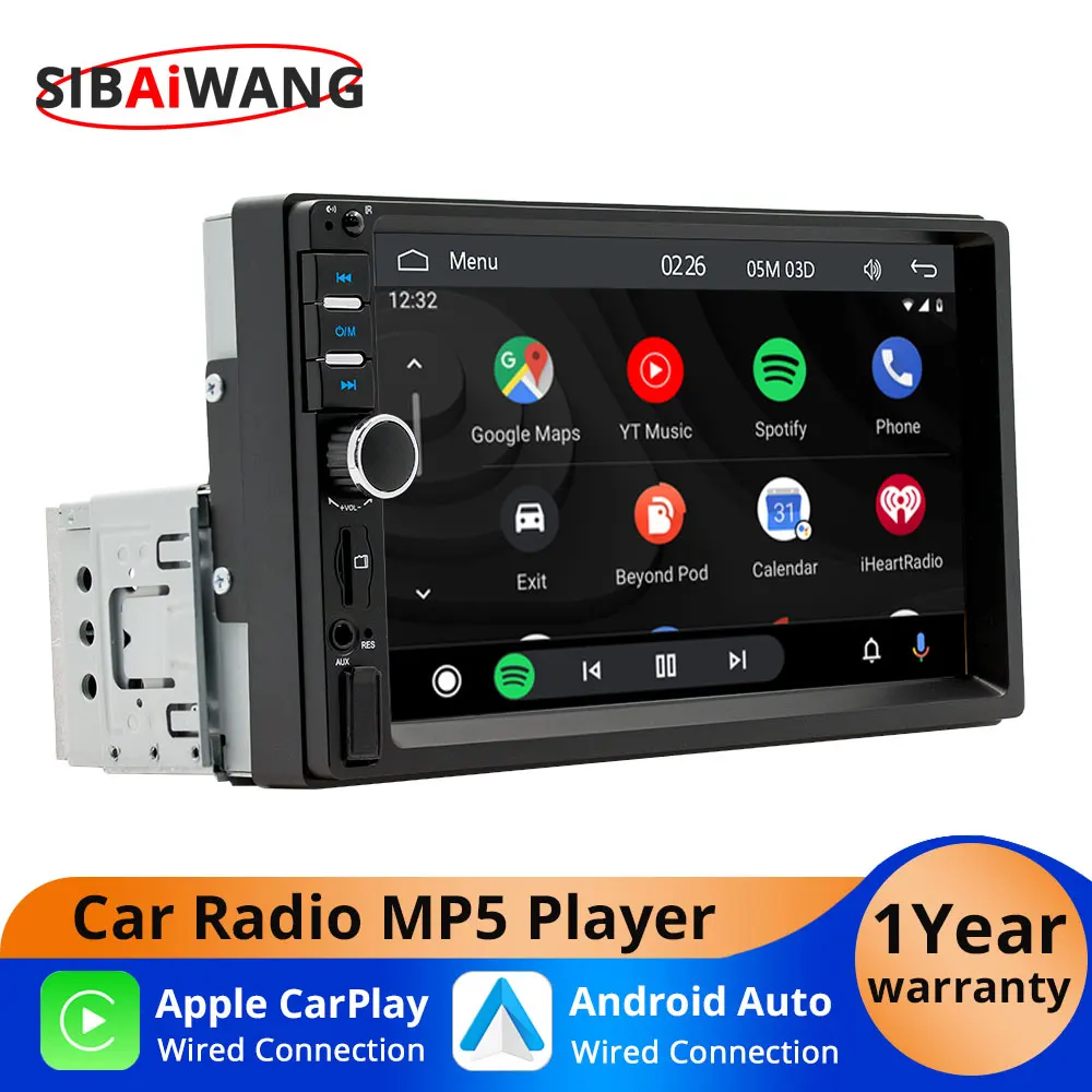 

7Inch 1Din CarPaly Android Auto 2Din Car MP5 Multimedia Player Universal Bluetooth USB 60W*4 Car Radio Rear View Camera