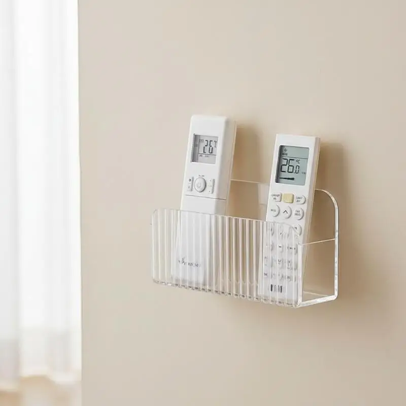 1Pcs Clear Acrylic Remote Control Holder Self Adhesive No Drill 4 Slots For
