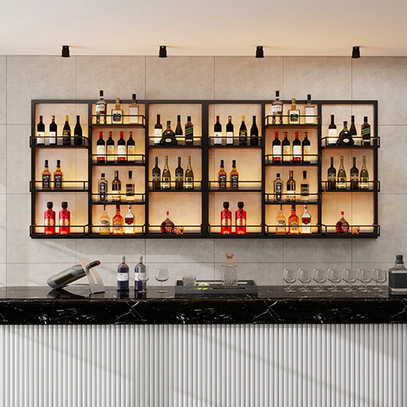 

Cellar Vinera Alcohol Bar Cabinet Metal Wall Mounted Lights Space Saver Wine Rack Cabinet Beer Nordic Cantina Bar Furniture