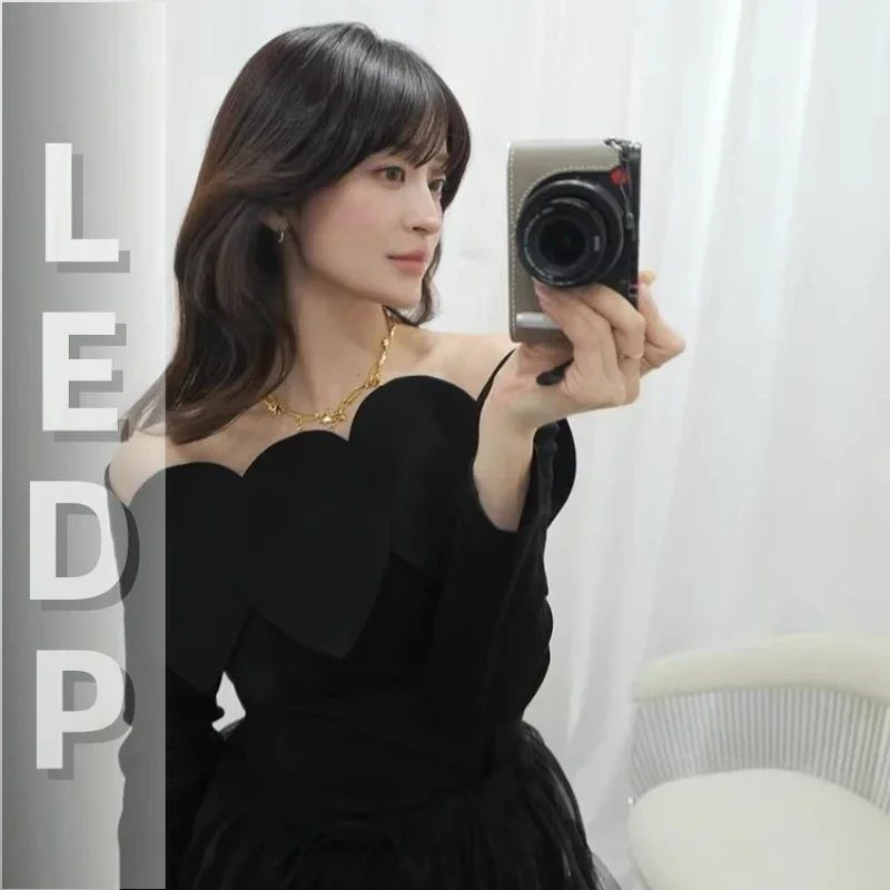 IMU Spring New Japanese Sweet Fashion Off-shoulder Cotton White T-shirts Women's Slimming Sweet Elegant 3D Petals Long-sleeved T