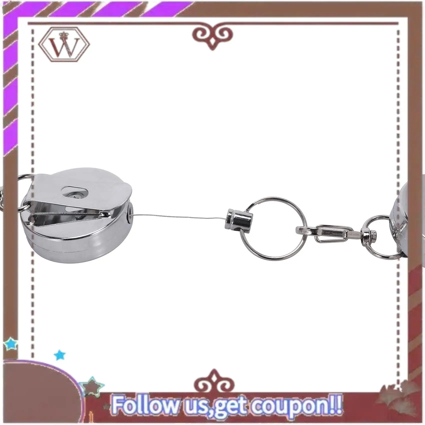 ABBG-3 Pcs Stainless Silver Retractable Key Chain Recoil Keyring Heavy Duty Steel