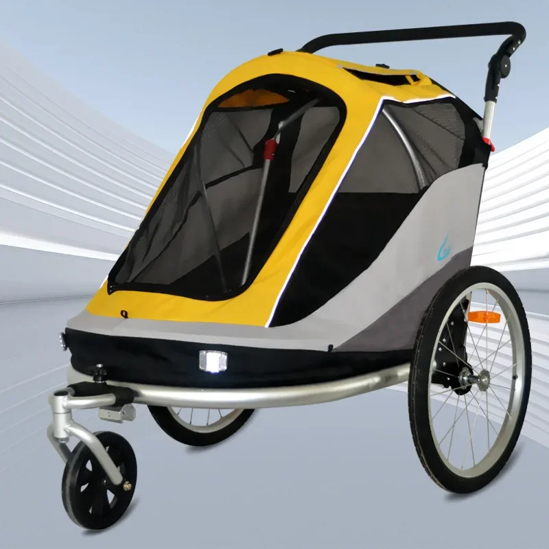 

Dog Bike Trailer 2-in-1 Pet Bicycle Stroller Cargo Trailer for Travel with Reflectors Parking Brake Universal Bicycle