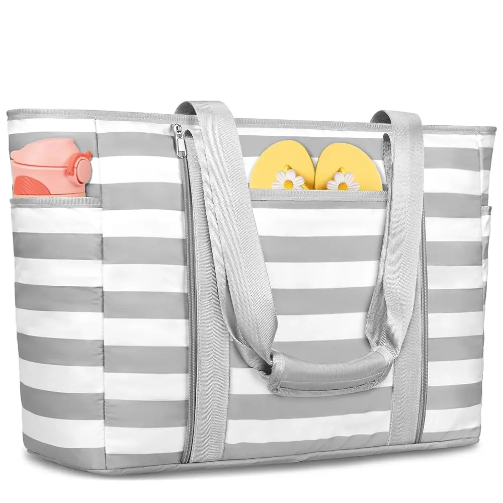 

Большие пляжные сумки для женщин, водонепроницаемые и пыленепроницаемые пляжные сумки-тоут, складные сумки для бассейна с молнией и отделением для мокрых вещей