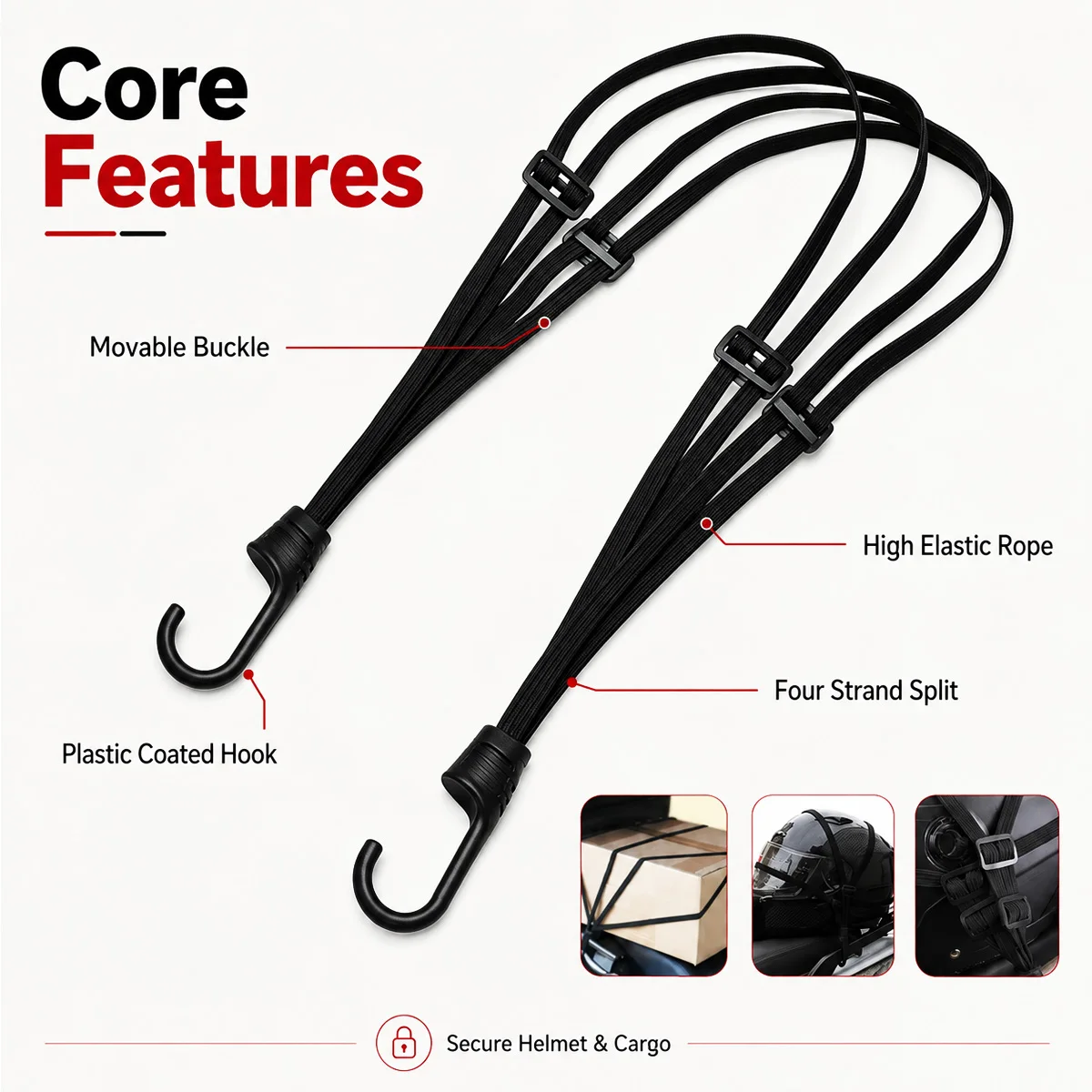 PINMOAP Motorcycle Tie Down Straps Heavy Duty Adjustable Lashing Rope For Motorbike Scooter Cargo Transport SecureTravel Durable